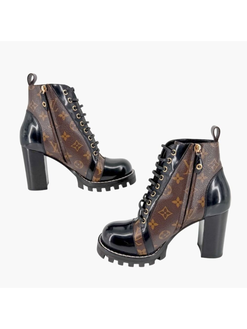 Louis Vuitton Star Trail Combat Boots LV Monogram Brown Size 38.5 US 8.5 Women's - Picture 10 of 15